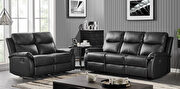 Black pu leather motion recliner sofa