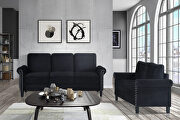 Black velvet fabric casual style couch main photo