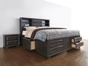 Antique gray finish classic style king bed main photo