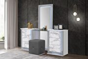 White marble vanity set in modern style w/ led