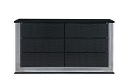 Ylime (Wavy Black) Wavy black dresser in modern style w/ led