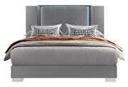 Ylime (Smooth Silver) Smooth silver king bed in modern style w/ led