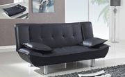 Affordable black leatherette sofa bed w/ metal legs main photo