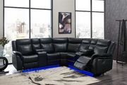 Black power sectional with blue led lighting main photo