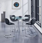 G1503 (Black) Round glass top elegant bar style table set w/ black chairs