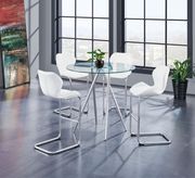 G1503 (White) Round glass top elegant bar style table w/ white chairs