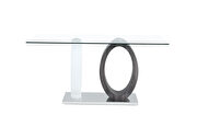 Rectangular glass top dining table / oval base main photo