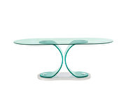 Curved glass base / glass top modern dining table main photo
