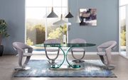 Curved glass base / glass top modern dining table main photo