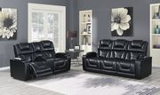 Black leather gel power recliner sofa main photo