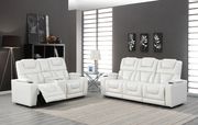 White leather gel power recliner sofa main photo