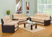 Beige/espresso fabric casual style comfy couch main photo