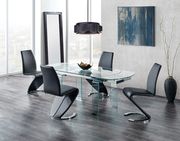 G2160 (Black) Full glass dining table w/ extensions