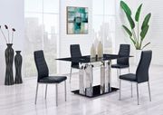 Black glass top contemporary dining table main photo