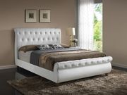 Tufted buttons design bed in white leatherette main photo
