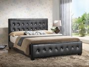 Tufted buttons design bed in black leatherette main photo