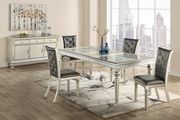 Silver / metallic clear glass dining table w/ glass inserts main photo