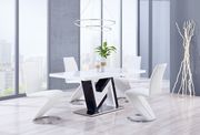 Modern white glass top dining table main photo