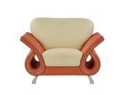 Ultra modern orange/beige leather chair main photo
