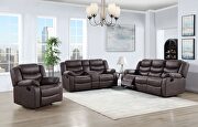 G5929 (Brown) Dark brown reclining sofa in polyester fabric