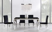 Black glass top dining table w/ curved chrome legs