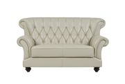 Ivory pearl leather tufted style living room loveseat main photo