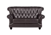 Brown coffee  leather tufted style living room loveseat main photo
