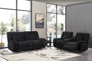 Luxurious black velvet fabric power reclining sofa main photo