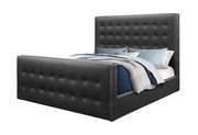 Simple casual style black pu leather king bed main photo