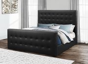 Simple casual style black pu leather tufted bed main photo