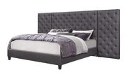 Contemporary high headboard stylish gray king bed main photo