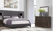 Contemporary high headboard stylish gray bed main photo