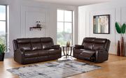 Bonded brown leather recliner sofa main photo