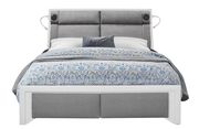 Gray/white upholstered king bed w/ storage main photo