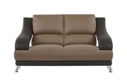Bonded leather loveseat in tan/brown leather main photo