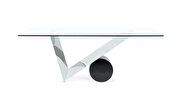 Black / steel geometric style glass top dining table main photo