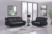 Modern black leather sofa w/ chrome legs main photo