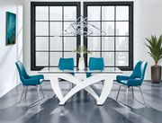 White base dining table with rectangular glass top main photo
