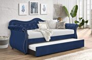 Abby (Blue) Blue velvet fabric contemporary design twin daybed