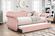 Abby (Pink) Pink velvet fabric contemporary design twin daybed