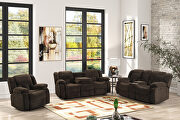 Brown chennille upholstery manual reclining sofa main photo