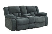 Green chennille upholstery manual reclining loveseat