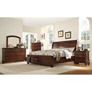 Dark walnut fine veneers queen bed w/ storage