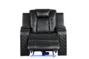 Black faux leather upholstery power reclining chair