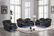 Black faux leather upholstery power reclining sofa main photo