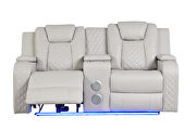 Ice faux leather upholstery power reclining loveseat