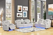 Ice faux leather upholstery power reclining sofa main photo