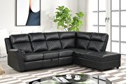 Charlotte (Black) Sectional sofa made with faux leather in black