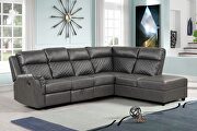 Charlotte (Gray) Sectional sofa made with faux leather in gray