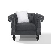 Gray finish luxurious velvet fabric transitional design chair main photo